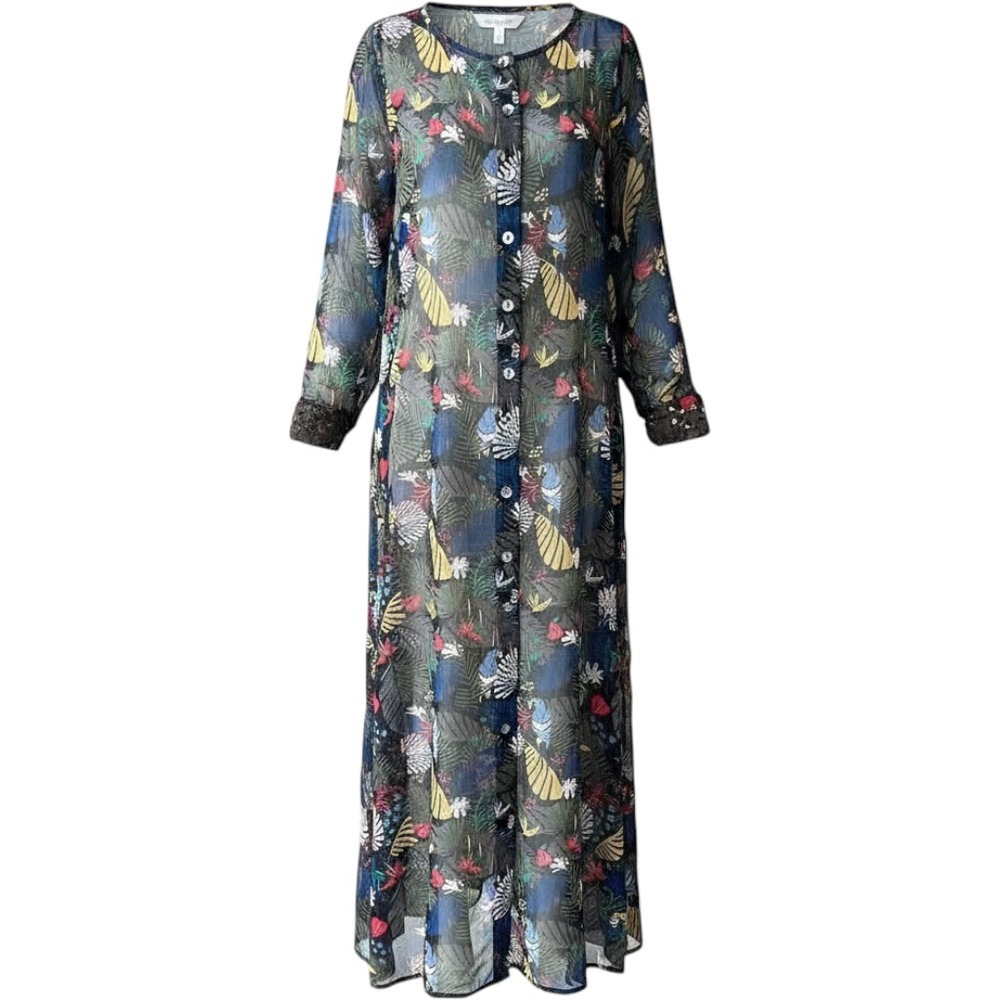 Eshakti Long Tropical Bird Duster Sheer Summer Cover Up Size XL NWOT